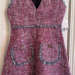 Zara Red and White Tweed Dress